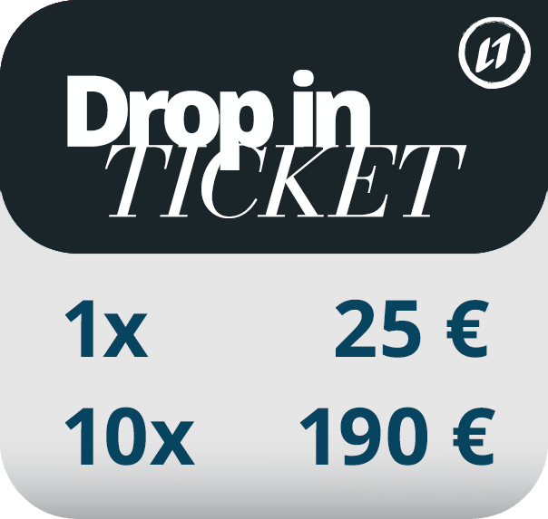 Preisübersicht für L1FE Frankfurt Drop In Tickets für flexible Trainingseinheiten und Gruppenkurse ohne Mitgliedschaftsbindung.