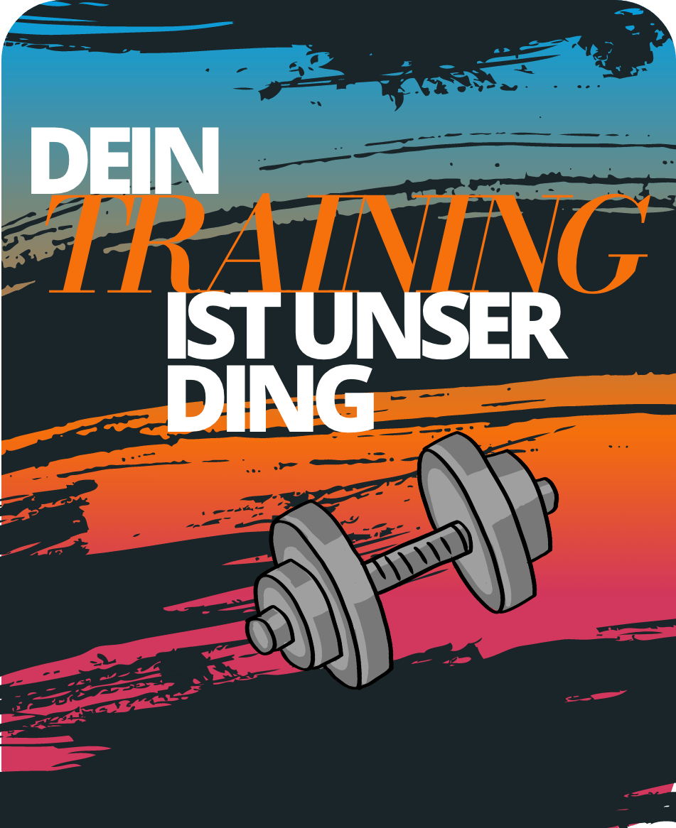 Slogan Dein Training ist unser Ding über einer Hantel, symbolisiert kundenfokussiertes Personal Training bei L1FE in Frankfurt