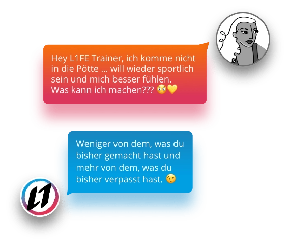Motivationshilfe vom Studio L1FE in Frankfurt per Chat